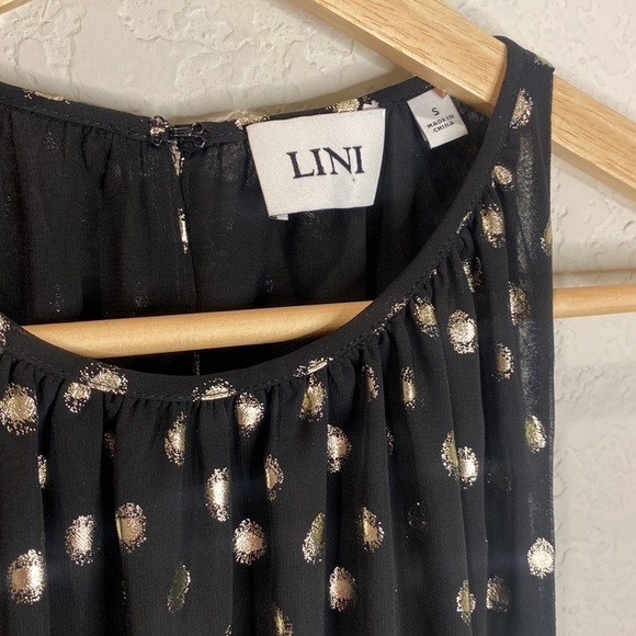 Lini Mini Dress Sleeveless with Ruffle Waist Black and Gold - Small - Picture 3 of 12